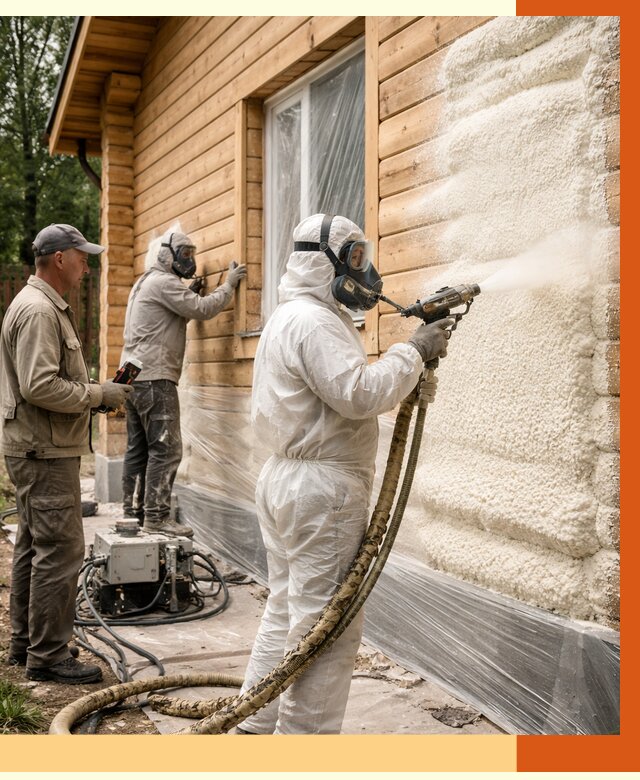 Утепление дома из бруса ППУ в Глазове от 3928 руб/м2 под ключ | ТепломастерГлз