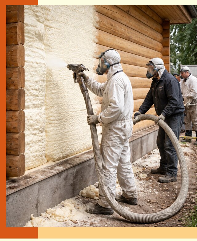 Утепление дома из бруса пенополиуретаном в Глазове