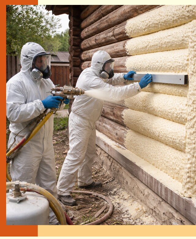 Утепление бревенчатого дома ППУ в Глазове эффективной изоляцией