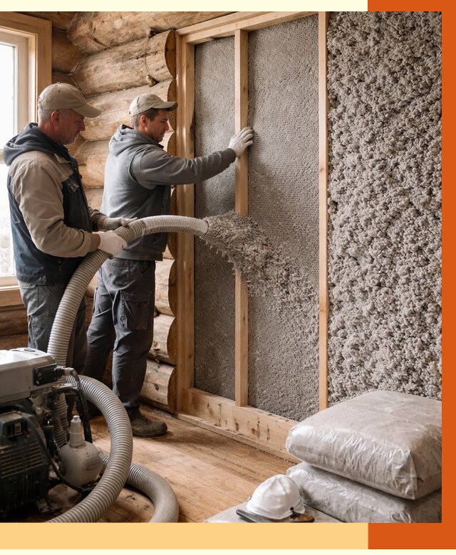 Утепление бревенчатого дома эковатой в Глазове от 2806 руб. | ТепломастерГлз