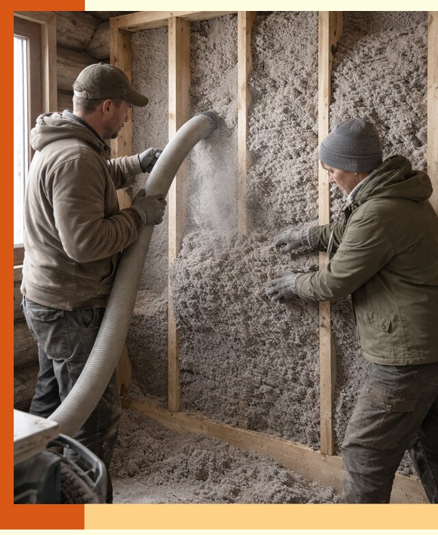 Утепление бревенчатого дома эковатой в Глазове