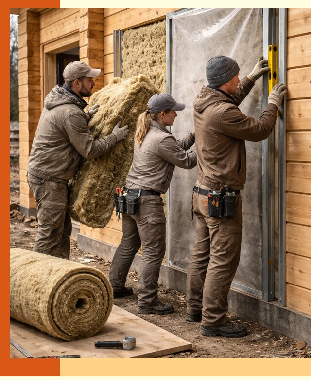 Утепление дома из двойного бруса в Глазове качественно и надёжно