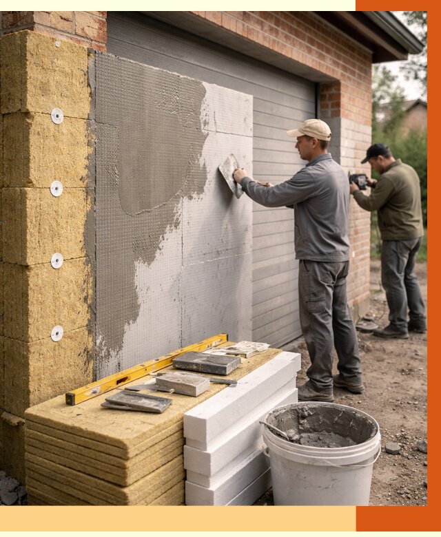 Утепление гаража снаружи в Глазове от 4285 руб. за м2 — наружное утепление под ключ | ТепломастерГлз