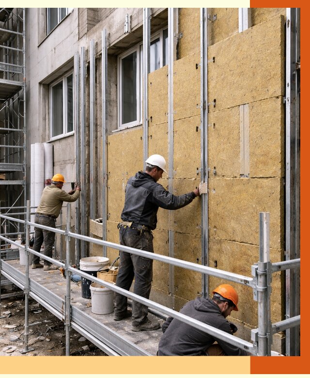 Утепление вентилируемого фасада в Глазове от 5714 руб/м2 — монтаж и утепление вентфасад | ТепломастерГлз