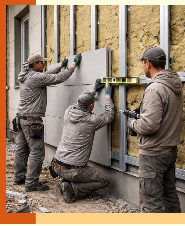 Утепление вентилируемого фасада под ключ в Глазове