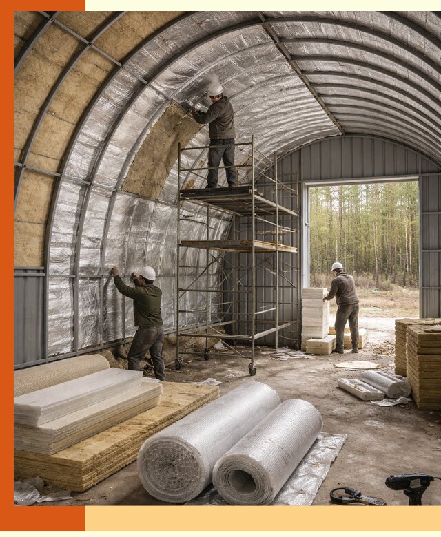 Утепление арочного ангара под ключ в Глазове