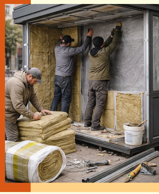Утепление павильона шаурмы под ключ в Глазове