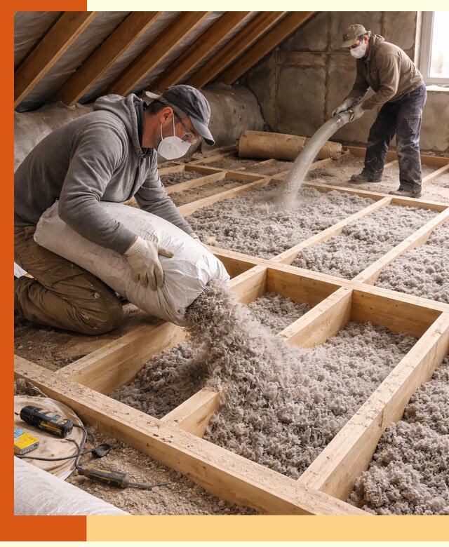 Заполнение полостей чердачного перекрытия в Глазове качественно и надёжно