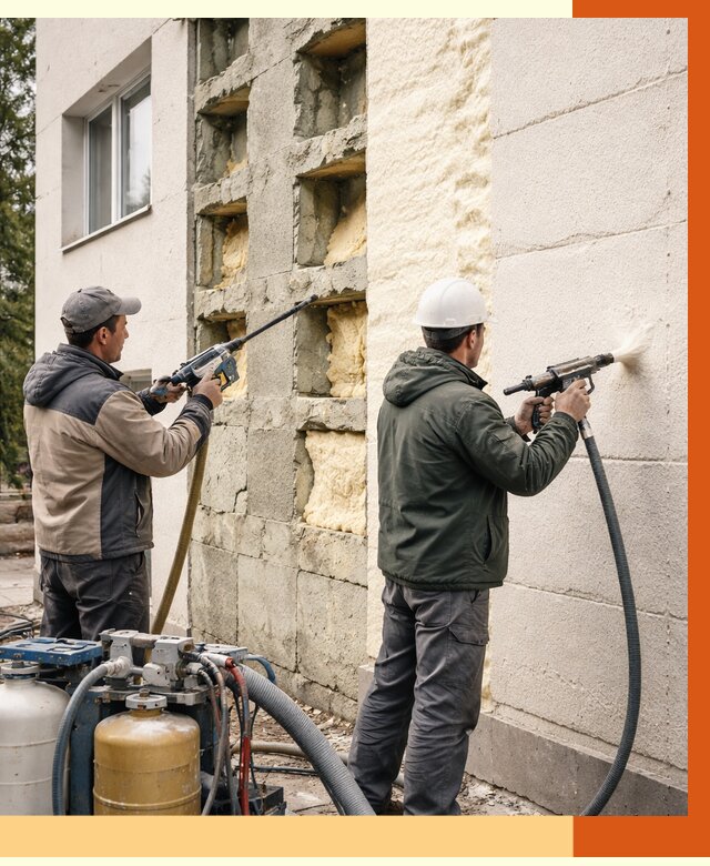 Заполнение пустот фасада в Глазове от 4591 руб. — утепление пустот облицовки | ТепломастерГлз