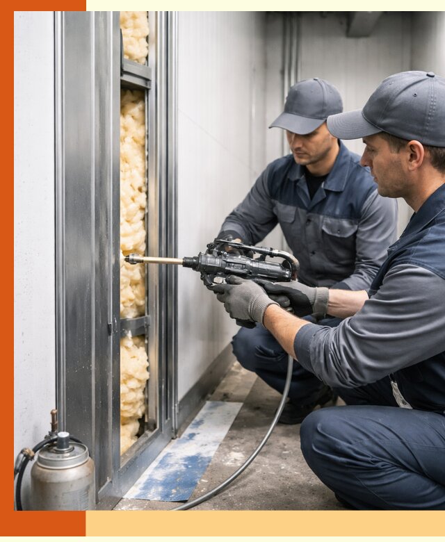 Заполнение пустот холодильных панелей в Глазове специализированной пеной