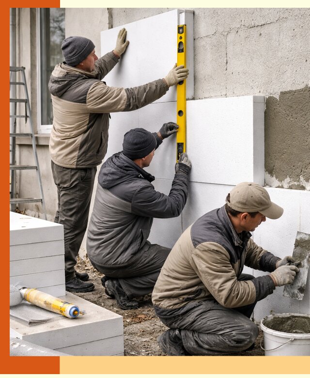 Утепление пенопластом наружных стен и фасадов в Глазове