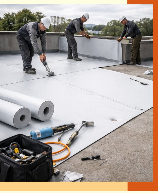 Гидроизоляция мембранной кровли в Глазове от 7652 руб./м² — профессионально | ТепломастерГлз