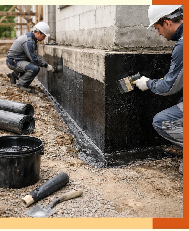 Гидроизоляция фундамента в Глазове от 1275 руб. — профессионально, под ключ | ТепломастерГлз