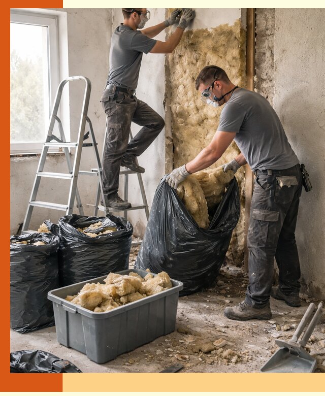 Демонтаж старого утеплителя и вывоз отходов в Глазове