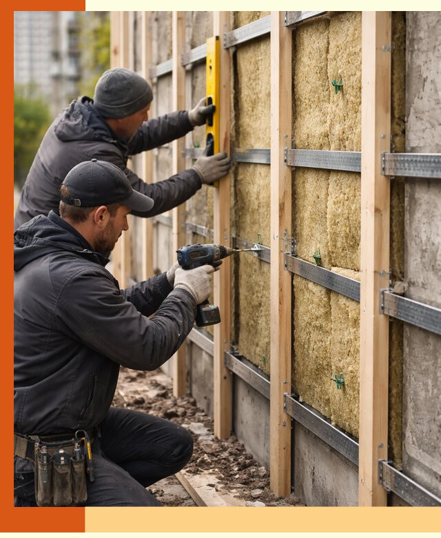 Монтаж обрешетки под утепление зданий и квартир в Глазове